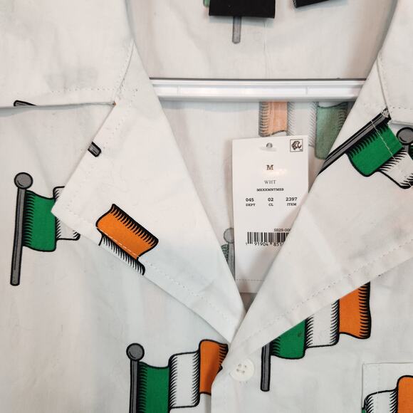 NWT Mad Engine Irish Flag St. Patrick's Button Down Short Sleeve Men's Shirt M - Picture 4 of 8